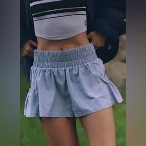 FP Movement by Free People High Waist Light Blue Grey Shorts